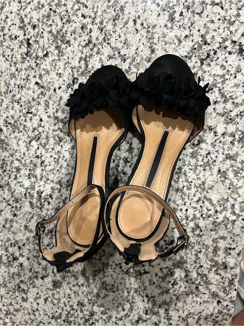 new directions Black Floral Ankle-Strap Sandals